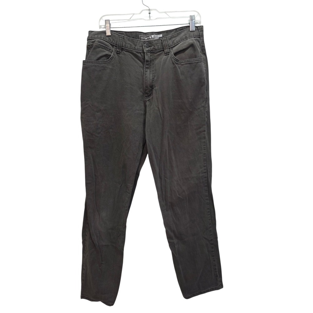 Carhartt Rugged Flex Pants Mens 34x31 Gray Canvas Workwear Utility Relaxed Fit